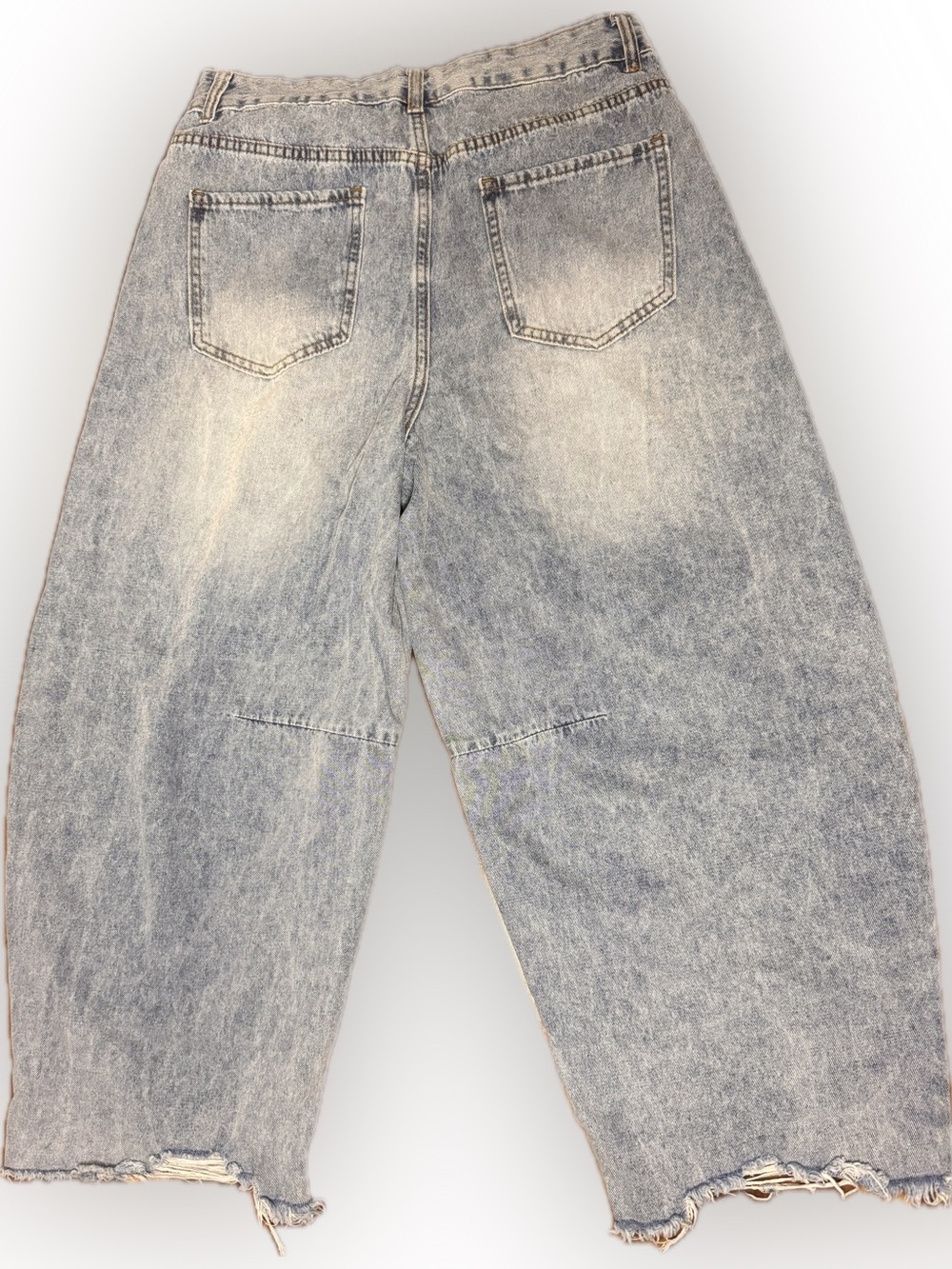 Women's 29  Wide Leg cropped barrel Jeans - Light Blue - Picture 8 of 9